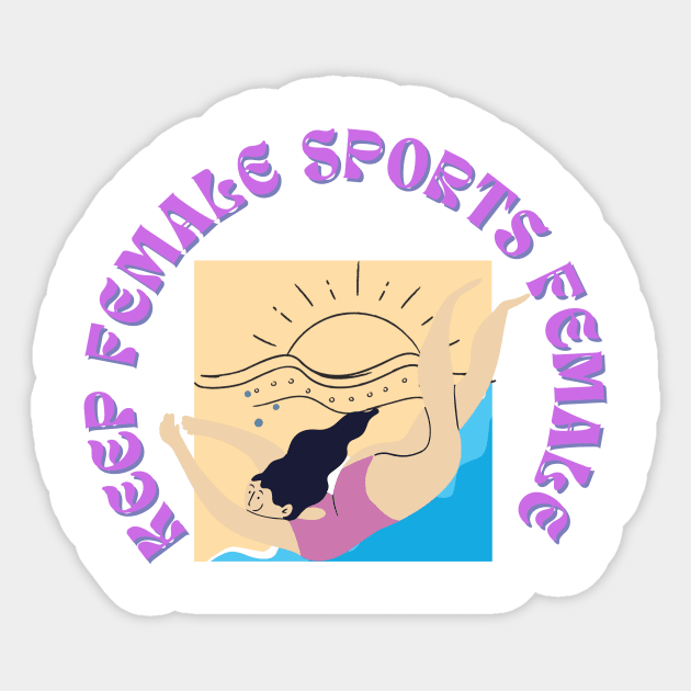 Keep Female Sports Female Funny Swimming Sticker by Grun illustration 